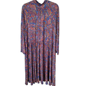 Modcloth Paisley Mock Neck Long Sleeve Midi Dress Women Plus Size 3X Boho